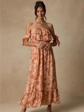 Lulu’s “Love and Blooms Floral Print Off Shoulder Dress”